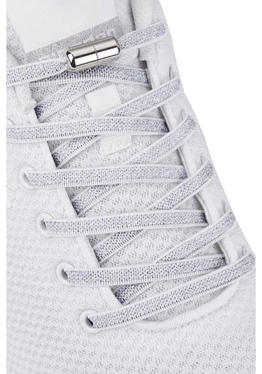 Ayarlanabilir 1 Çift Gümüş Simli Vidalı Kapsül Uçlu 6 Mm Lastik Pratik Bağcık Gümüş