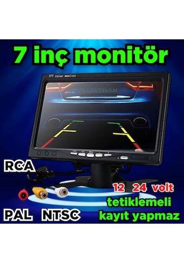 Pal Ntsc 7'' Araç Ekran Kayıt Yapmaz Usb Aux Girişi Yoktur 12 24v