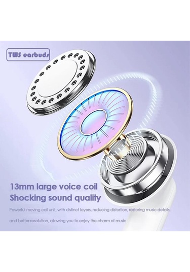 Kablosuz Kulaklık Mor Bluetooth 5.3 Gürültü Önleyici Mavi Diş Kulak Tomurcukları İphone Uyumlu  Android İçin Şarj Kutusu İle Tws Kablosuz Kulaklık