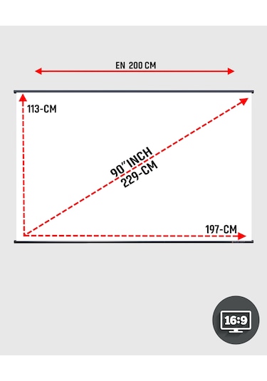 En200cm Boy115cm Projeksiyon Perdesi Duvar Askılı Taşınabilir