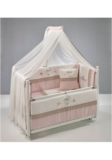 Meltem Kids Pretty Nakışlı Pamuklu Bebek Uyku Seti 60 x 120 CM Pembe