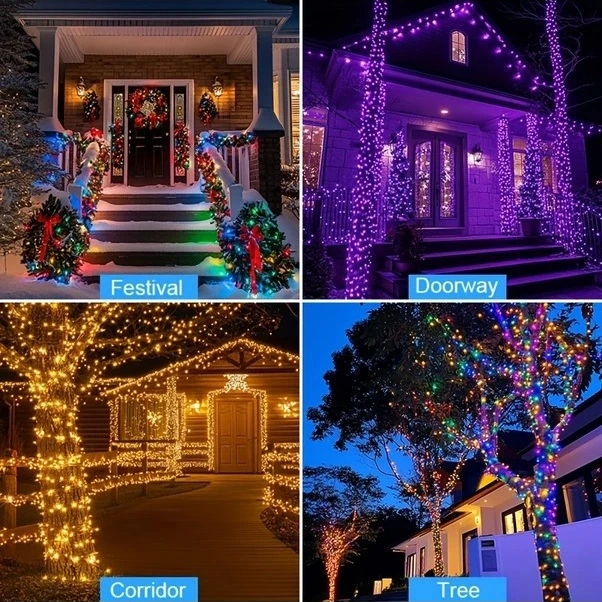 Trendooze Parlak Gülüş Güneş Lambası 8 Mod 100 Led Güneş Enerjili Sarkıt Lamba