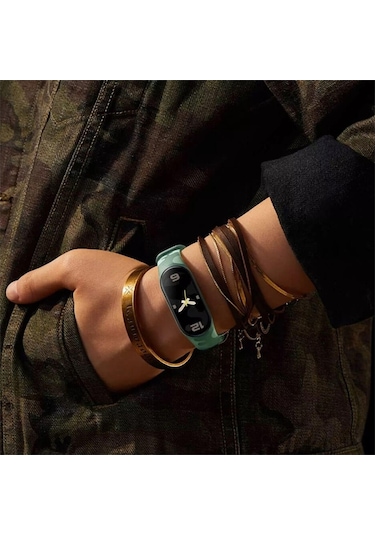 Wozlo Xiaomi Mi Band 7 Silikon Kordon Kayış Şeffaf Kamuflaj Desen - Gri