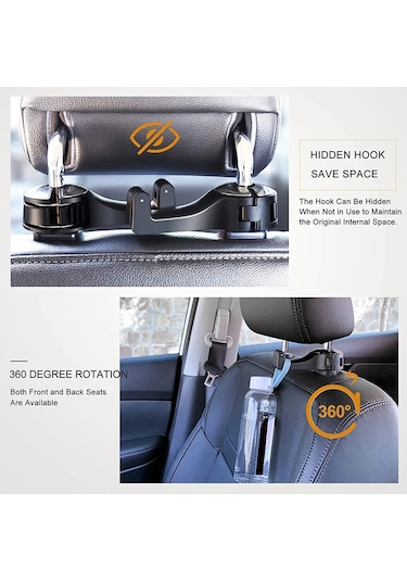 Mufunye 2 Si 1 Arada Araç Koltuk Başlığı Kancası: Pratik Gizli Kilitli Toka Tasarımı, Arka Koltuk Telefon Tutucu İçin Otomatik Sabitleme Klipsi