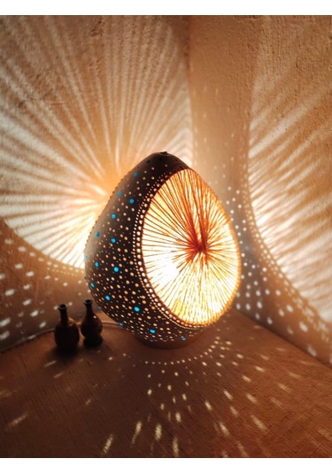 Dekoratif İpli Model Su Kabağı Lamba,dekortif Su Kabağı Abajur Beyaz