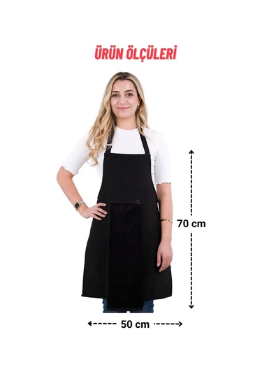 Star Ayar Askılı Havlulu 4lü Mutfak Önlüğü Seti 2 Eldiven Siyah-siyah-kırmızı