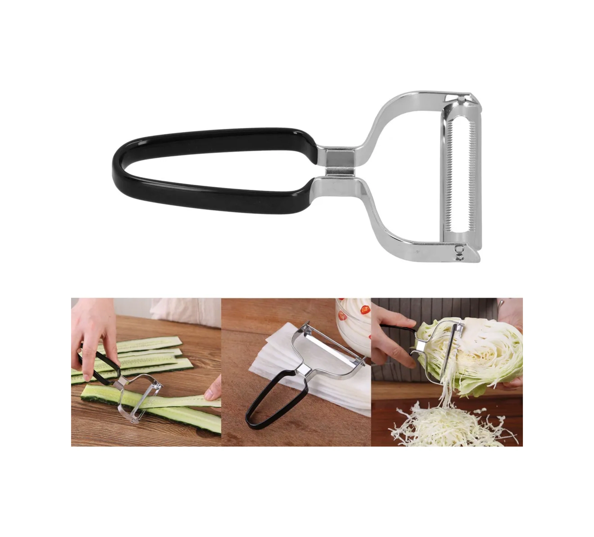 Qingmipy Stainless Çelik Somon Peeler Sebze Meyve Soyucu, Kuru Tutuşlu Plastik Saplı, Patates Salatalık İçin Kaliteli Tarım Aleti Siyah