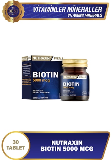 Nutraxin Biotin 5000 Mcg 30 Tablet Saç ve Tırnak Vitamini