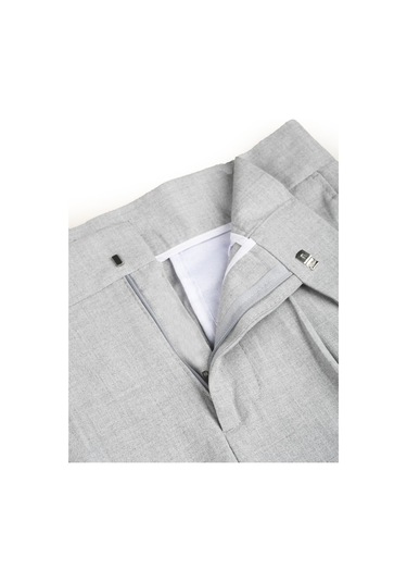 Deepsea Erkek Gri Likralı İtalyan Kesim Pileli Kemer Tokalı Şık Kumaş Pantolon 2601020 Gri