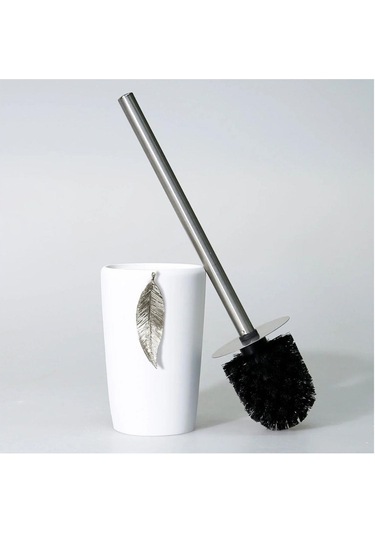 Selim Dekor Leaf Banyo Seti Beyaz-gümüş Beyaz