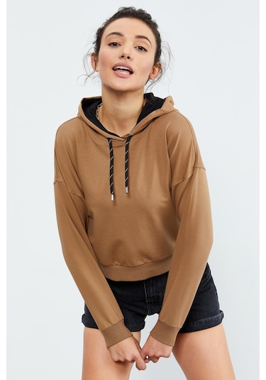 Tommy Life Toprak Uzun Kol Rahat Form Kapüşonlu Kadın Sweatshirt - 97115 Toprak Tommy Life Toprak Uzun Kol Rahat Form Kapüşonlu Kadın Sweatshirt - 97115 Toprak
