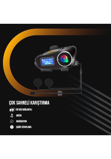 Leeways Q58 Max 500m Telsiz Mesafeli Motosiklet Kaskı İnterkom Çift Sürücü İletişimi Mp3 Fm Radyo