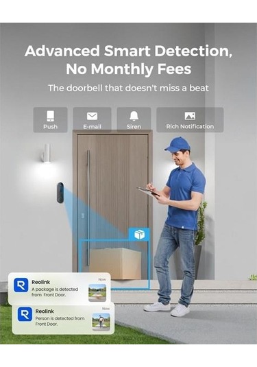 Reolınk 4mp Wıfı Dorbell Bataryalı Kapı Zili Poe