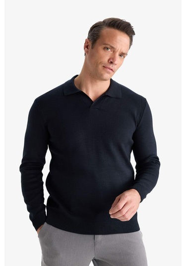 Defacto Standart Fit Polo Yaka Triko Kazak D4046ax25wnnv64 Lacivert