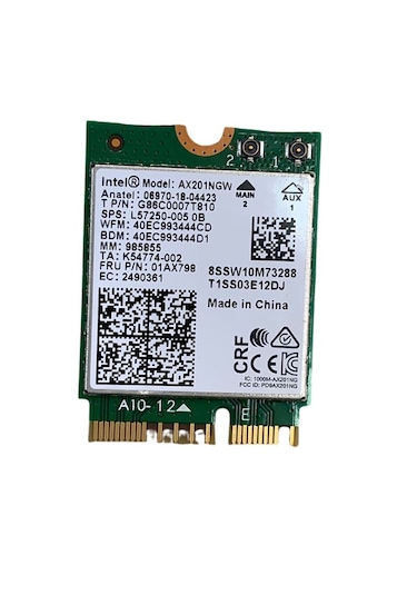 Intel Wi-fi 6 Ax201ngw Ax201 Wifi + Bluetooth Kart 2400 Mbps M.2 Kablosuz Ağ