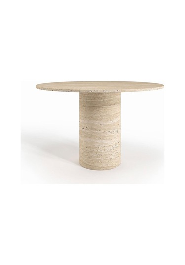 Lucca Yuvarlak Traverten Masa 100x100 Traverten