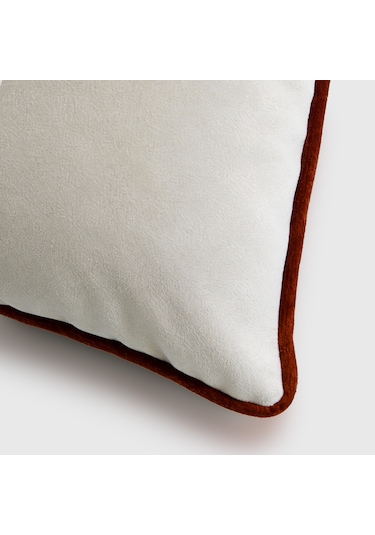 "beige" Kadife Dokulu Kırlent Kılıfı - 45x45 Krem - Kiremit