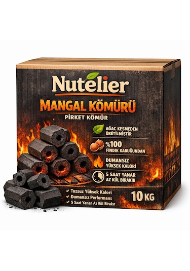 Nutelier Fındık Kabuğu Briket Mangal Kömürü 10 Kg