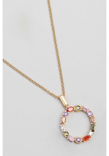 So Chic O Harfi Günışığı Renkli 18 Ayar Sarı Altın Kaplama Gümüş Kolye
