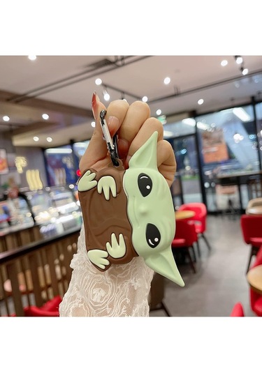 Apple Airpods Pro 3. Nesil 2025 Uyumlu Figürlü Silikon Kılıf Anahtarlıklı Kılıf Kahverengi