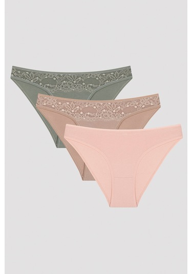 Penti Fresh Spring Lace Detailed 3lü Slip Çok Renkli