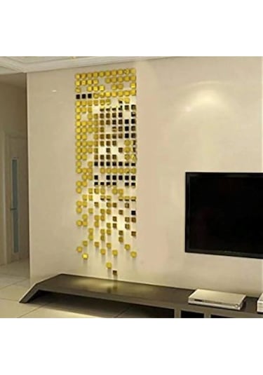 Dekor Süs Mozaık Ayna 200 Adet Plexi Dekoratif Ayna Gold Antre Ba Altın
