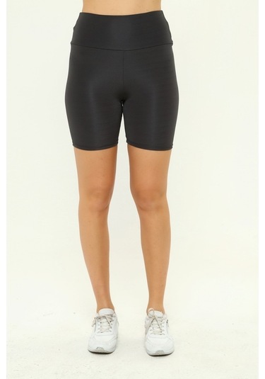 Nyc Giyim Disko Şort Tayt Yüksek BelGri