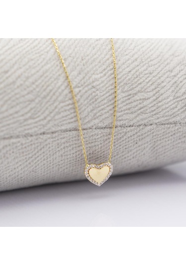 14 Ayar Altın Taşlı Kalp Kolye Lkskly0117
