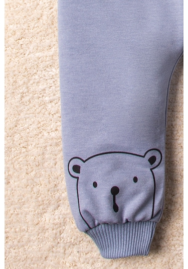 Mai Perla Smile Bear Nose 2'li Unisex Bebek Alt Üst Takım Mavi
