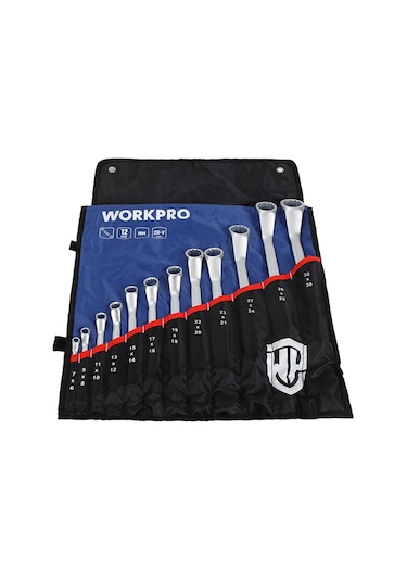 Workpro Wp202510 6-32mm 12 Parça Cr-v Profesyonel İki Ağızlı Yıldız Anahtar Takımı + Bez Taşıma Kılıfı Fr Wp202510