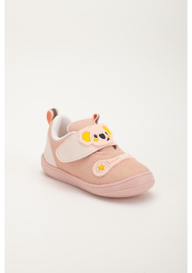 Şirinbebe Ortopedik Kız Bebek İlkadım Ayakkabı Pudra Cırtlı Anorak-4053 Pudra