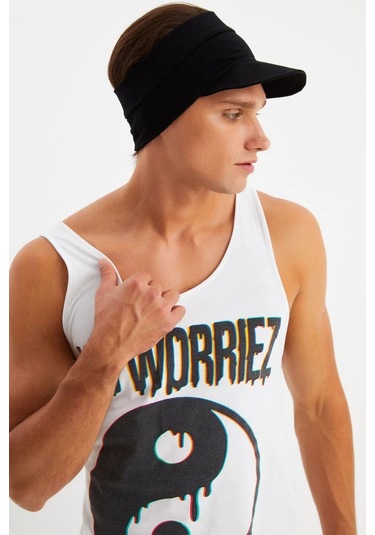 Erkek Uv Koruyuculu %100 Pamuklu Penye Tenis Golf Stil Vizör Şapka Siperlik - Tek Ebat / Siyah Siyah