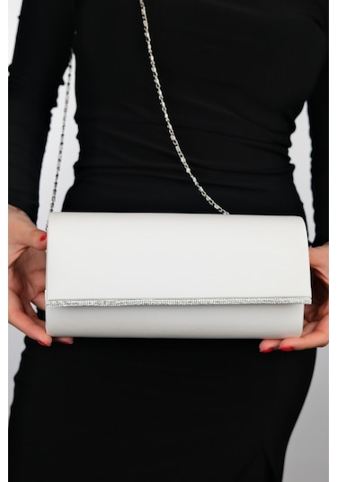 Marıa Sedef Saten Taşlı Kadın Abiye Çanta Sedef