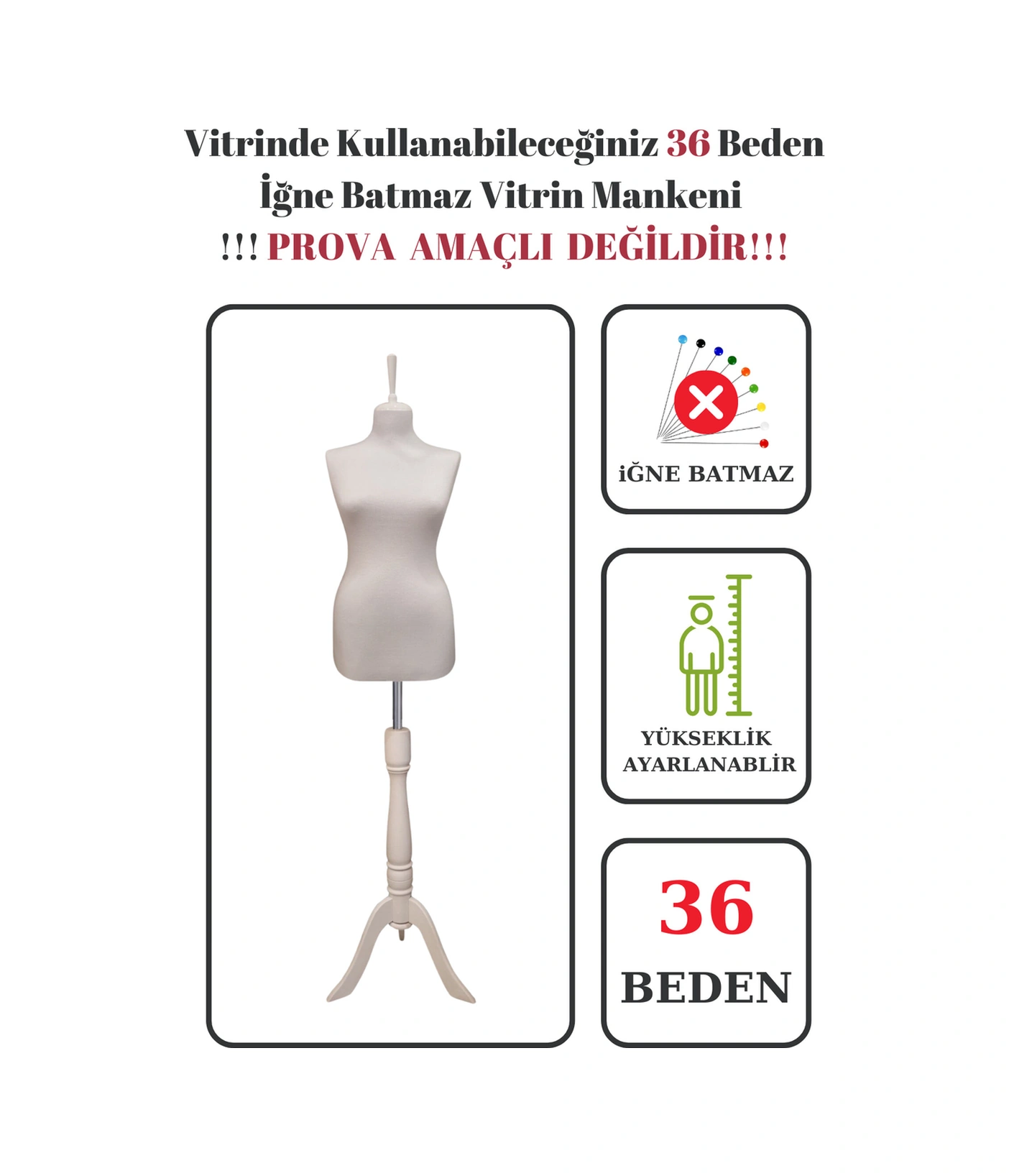 Vitrin Amaçlı 36 Beden Terzi Mankeni Vitrin Mankeni Cansız Manken İğne Batmaz 0005