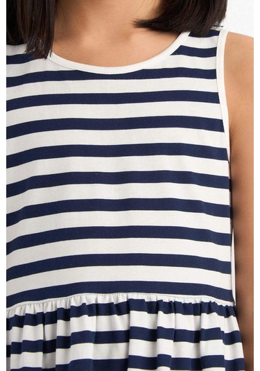 DeFacto Kız Çocuk Bisiklet Yaka Çizgili Kolsuz Yazlık Elbise B4340A825SMNV248