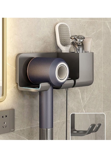 Lichen Duvara Monte Saç Kurutma Makinesi Rafı, Saç Kurutma Siyah