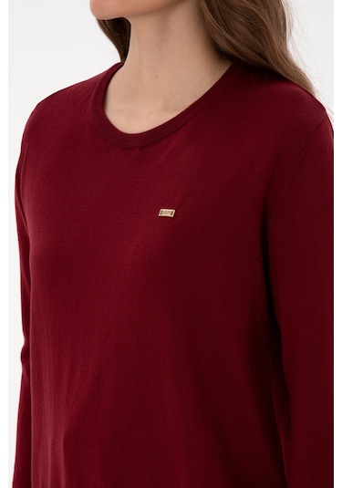 U.S. Polo Assn. Kadın Bordo Bisiklet Yaka Basic Kazak 50313579-VR014