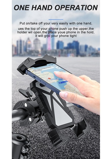 Bisiklet Telefon Tutucu Bisiklet Cep Cep Telefonu Tutucu İphone Samsung Xiaomi İçin Motorlu Navigasyon Braketi Siyah -