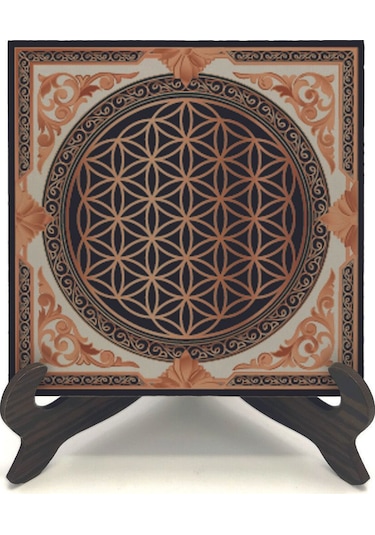 Yaşam Çiçeği Baskılı Mdf Masaüstlük 10x10