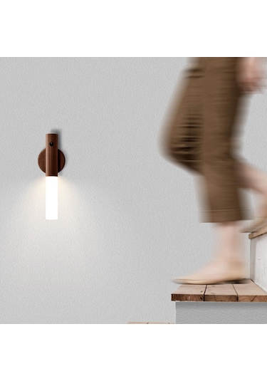 Homyl İndüksiyon Lambası Duvar Lambaları Dolap Gardırop Usb Ceviz Ceviz