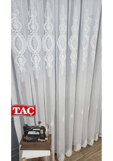 Nakışlı Kort Damask Salon Model Tarz Tasarım Ultra Exculusive 3 Kat Pileli Tül Perde Kortultrabyz