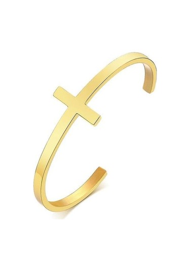 Çapraz Manşet Bilezik, Paslanmaz Çelik Açık Manşonluk Silver1 Altın - Gold