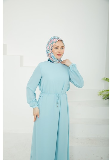 Armine Trend Kolları Lastikli Astarlı Elbise-mavi 25yt927 Mavi Armine Trend Kolları Lastikli Astarlı Elbise-mavi 25yt927 Mavi