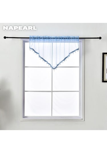 Mavi 1 Adet Napearl Şeker Renkler Dekoratif Saçak Perde Sırf Mutfak Yatak Odası Pencere Kısa Tül Perde Ev Dekor İçin