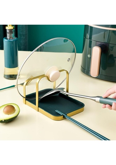 Pembe Ve Siyah Paslanmaz Çelik Tencere Kapağı Tutucu Raf Standı Çok Fonksiyonlu T Depolama Damlama Tepsisi Bulaşık Sepeti 56640124 Pembe - Siyah