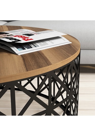 Selin Metal Ferforje Orta Sehpa - Ceviz