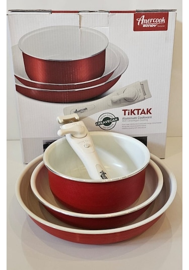 Amercook Bondy 4 Parça Pişirme Seti Kırmızı