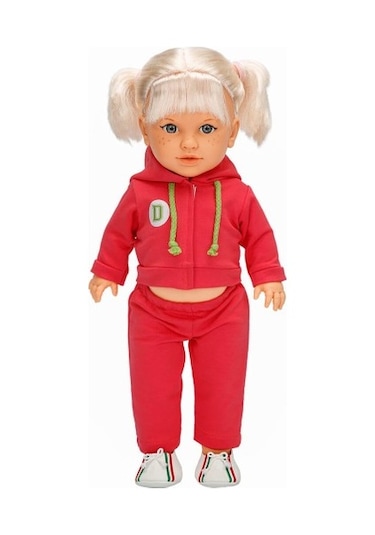 Tina Sporty Bebek 45 Cm. - Koyu Pembe Eşofmanlı