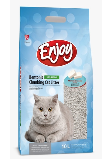 Enjoy Marsilya Sabun Kokulu İnce Topaklaşan Bentonit Kedi Kumu 10 L