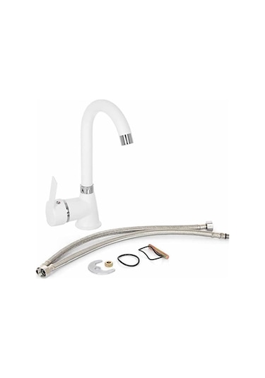 On2 Armatür Beyaz Lavabo Bataryası Musluk - Çift Girişli 40'lık